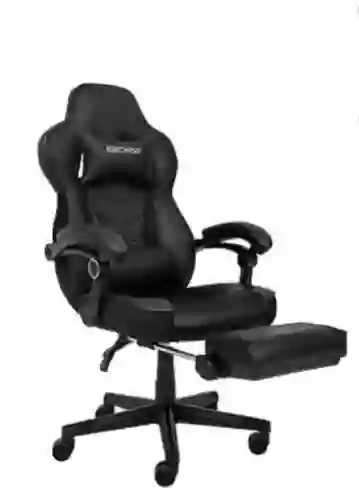 Comfortable racing gaming chair with massage,recline and footrest {pure black}